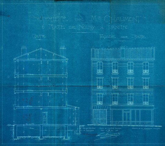 6 route de Noisy-le-Sec, construction d'une maison de trois étages : permis de construire.
