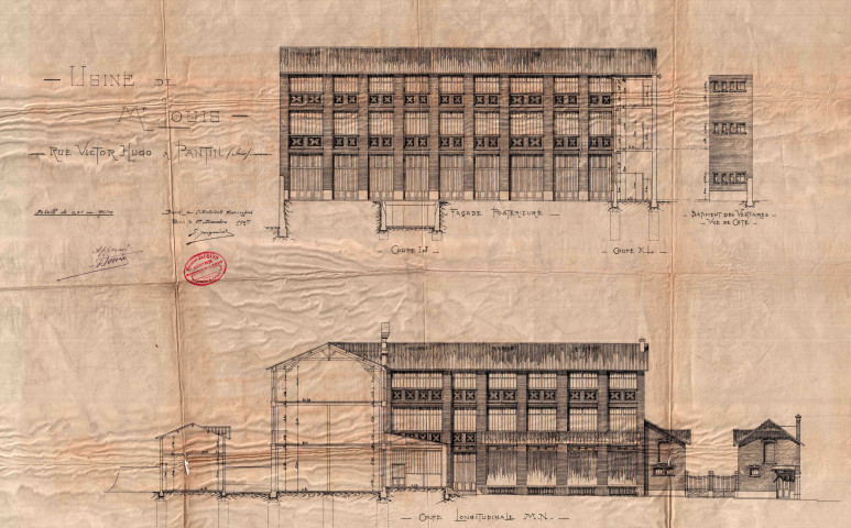 37-39 rue Victor-Hugo, construction d'une usine avec pavillon d'habitation : permis de construire.