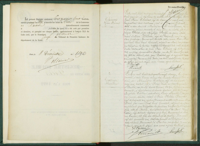 Commune de Pantin : registre des actes de décès.