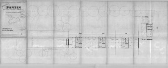 Les Courtillières. - 800 logements économiques et familiaux, projet de construction par la Société immobilière d'économie mixte du département de la Seine : plan du rez-de-chaussée du bâtiment D.