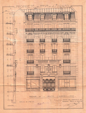 70 avenue Édouard-Vaillant [ancienne route d'Aubervilliers] : permis de construire.