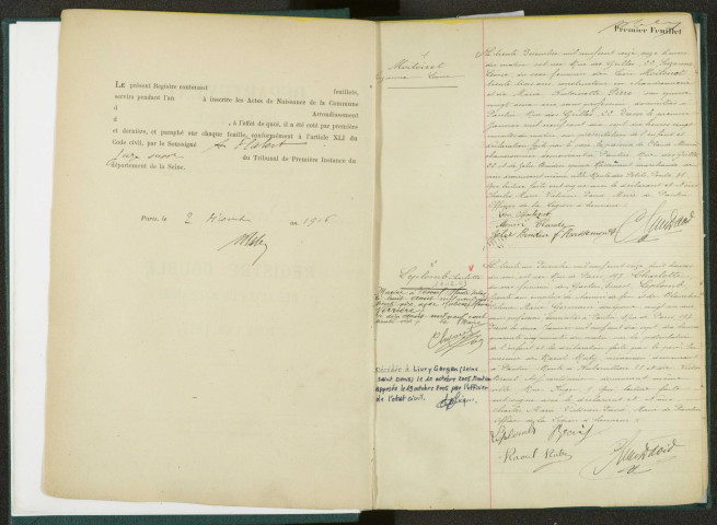Commune de Pantin : registre des actes de naissance.