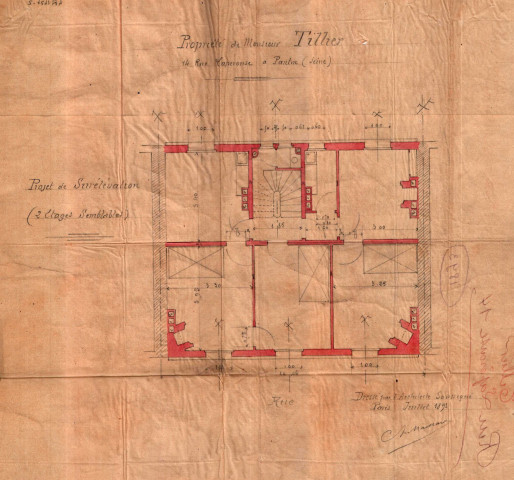 14 rue Lapérouse, surélévation : permis de construire.