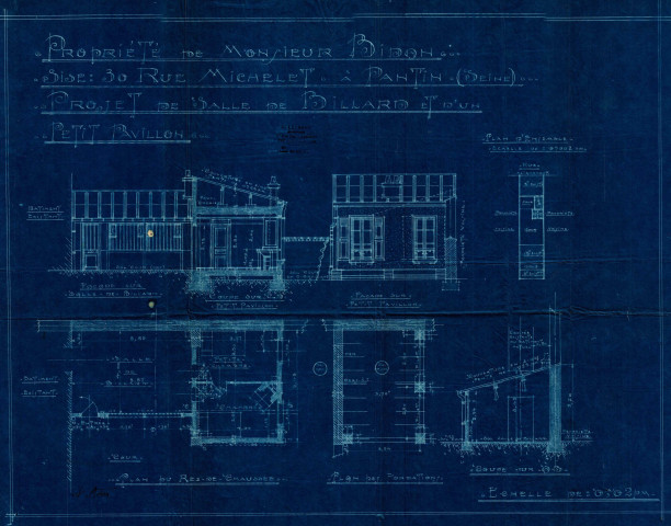 30 rue Michelet, construction d'un pavillon avec salle de billard : permis de construire.