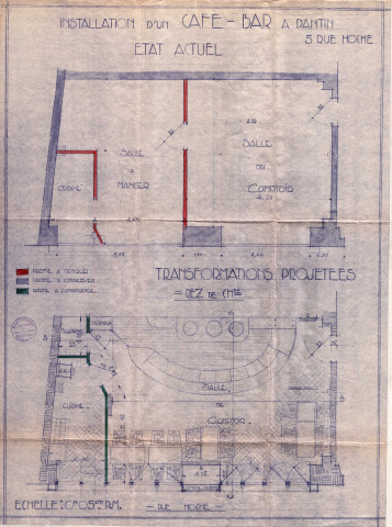 5 rue Hoche, installation d'un café-bar : permis de construire.