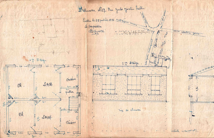17 rue Jules-Jaslin, construction puis surélévation d'un pavillon d'habitation : permis de construire.