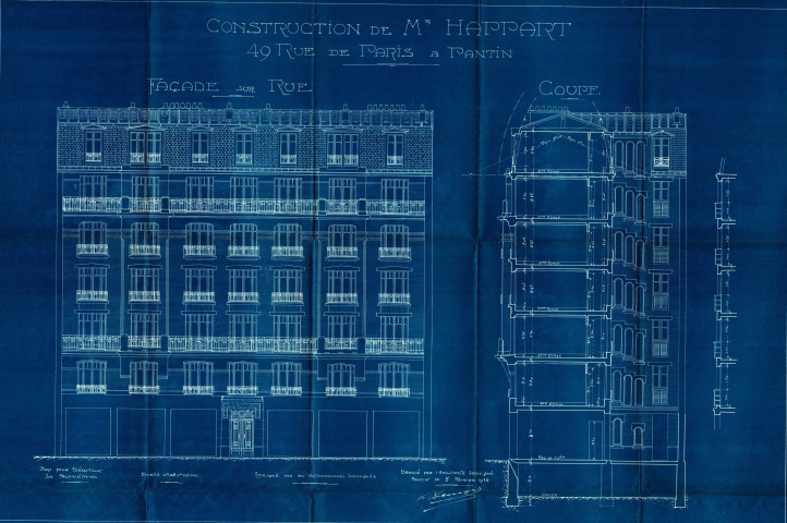 49 avenue Jean-Lolive [ancienne rue de Paris], construction d'un immeuble de rapport de six étages : permis de construire.