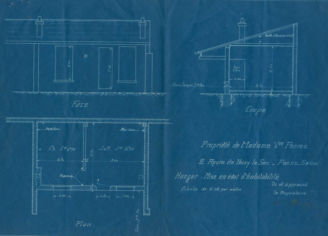 2 route de Noisy-le-Sec, mise en état d'habitabilité d'un hangar : permis de construire.