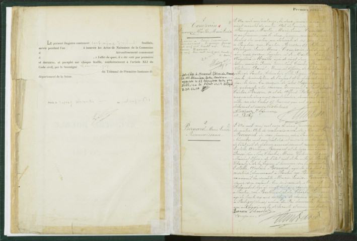 Commune de Pantin : registre des actes de naissance.