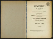 Commune de Pantin : registre des actes de décès.