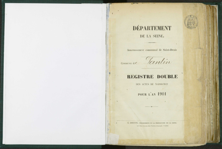 Commune de Pantin : registre des actes de naissance.
