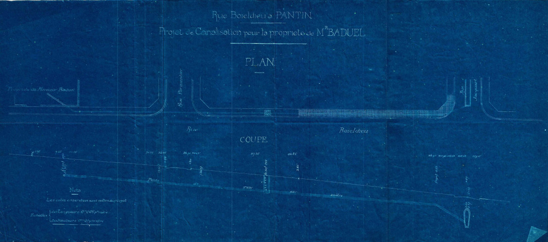 16 rue Boieldieu, projet de construction d'une vacherie et d'une canalisation : permis de construire.