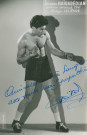 Portrait du boxeur Jacques Haïrabédian, champion Interallié 1947 : photographie noir et blanc.