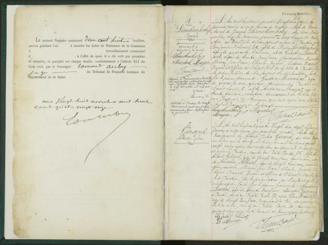 Commune de Pantin : registre des actes de naissance.