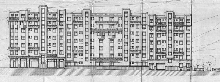 Élévation de la façade du bâtiment sur la rue Méhul