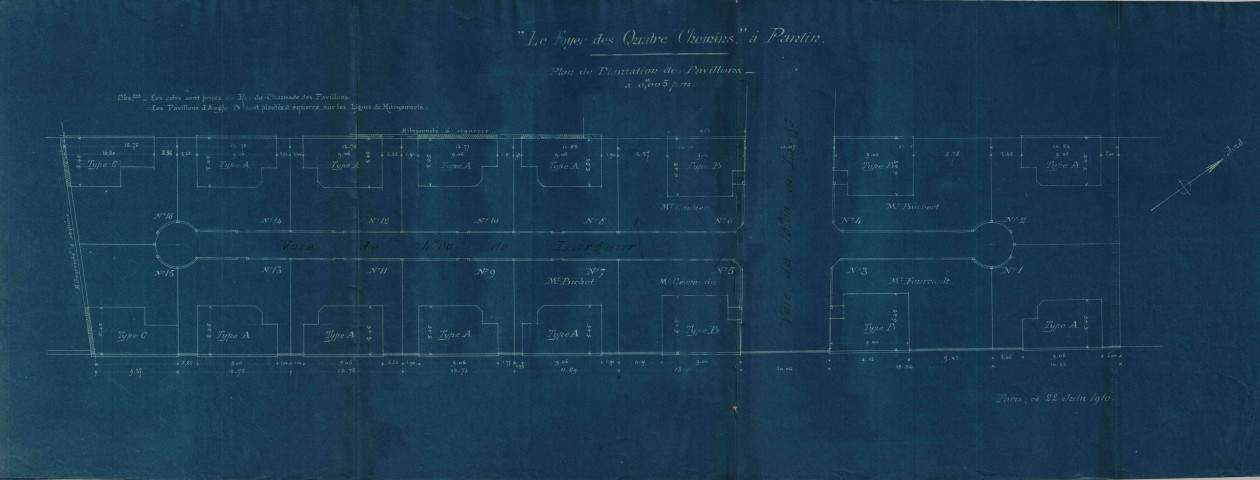 Cité des Foyers et villa des Jardins, projet de construction à bon marché de pavillons : permis de construire.