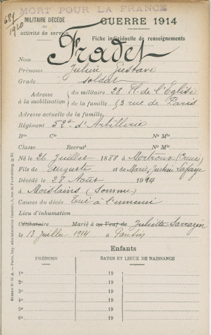 FRADET Julien Gustave