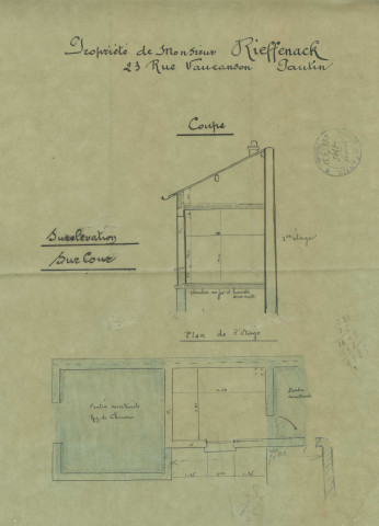 23 rue Vaucanson, agrandissement du bâtiment sur cour : permis de construire.