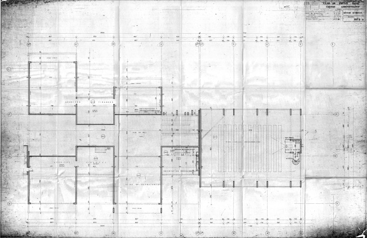 Centre administratif (devenu Centre national de la danse). - Projet de construction : plan des locaux d'archivage.