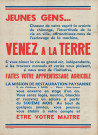 « Jeunes gens, venez à la terre » : affiche.