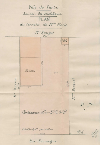 15 rue Formagne [ancienne 12 rue Formagne], construction d'une maison d'un rez-de-chaussée : permis de construire.