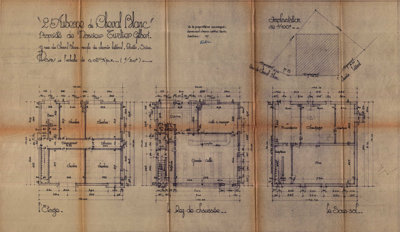 15-17 rue du Cheval-Blanc et chemin Latéral-au-Chemin-de-fer, construction de l'Auberge du Cheval-blanc : permis de construire.