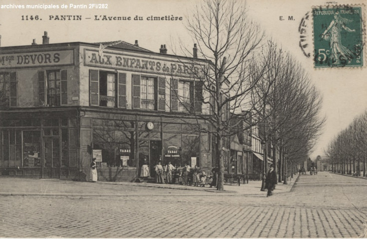 1146. Pantin - L'avenue du Cimetière (maison Devors Aux enfants de Paris).