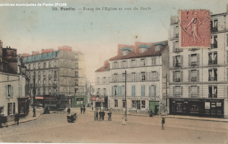 23. Pantin - Place de l'Église et rue de Paris.