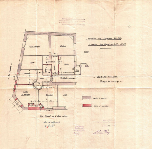 56 rue Rouget-de-Lisle et rue de Candale, transformation de magasin de rez-de-chaussée en logement : permis de construire.