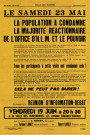 « La population a condamné la majorité réactionnaire de l'office dHLM et le pouvoir », manifestation le samedi 23 mai : affiche.