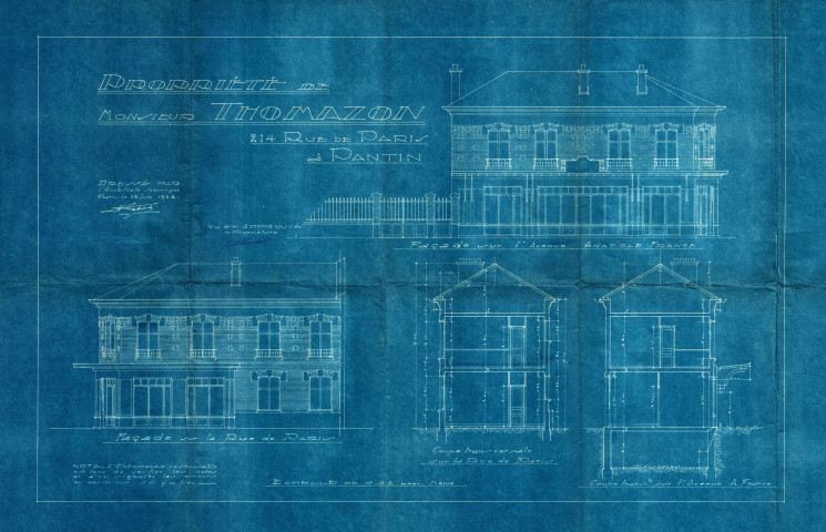 214 avenue Jean-Lolive [ancienne rue de Paris] et avenue Anatole-France, construction d'un immeuble d'un étage: permis de construire.