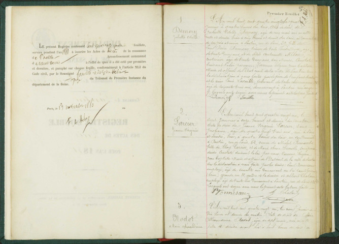 Commune de Pantin : registre des actes de décès.