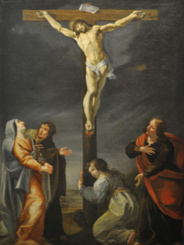 Le Christ en croix avec personnages du Calvaire