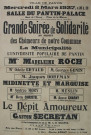 Grande soirée populaire au profit des chômeurs de notre commune organisée par la municipalité et l'Université populaire : affiche.