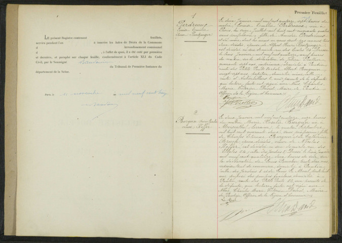 Commune de Pantin : registre des actes de décès.