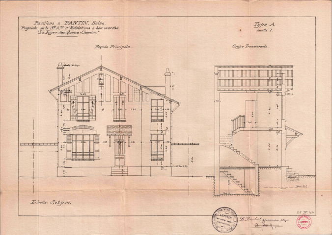 Cité des Foyers et villa des Jardins, projet de construction à bon marché de pavillons : permis de construire.