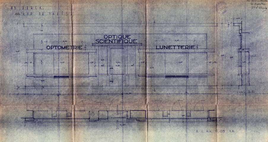 48 avenue Jean-Lolive [ancienne rue de Paris], réfection de la devanture de la boutique d'opticien : permis de construire.