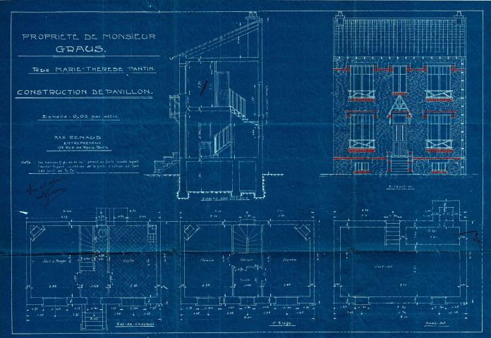 5 rue Marie-Thérèse, construction d'un pavillon : permis de construire.