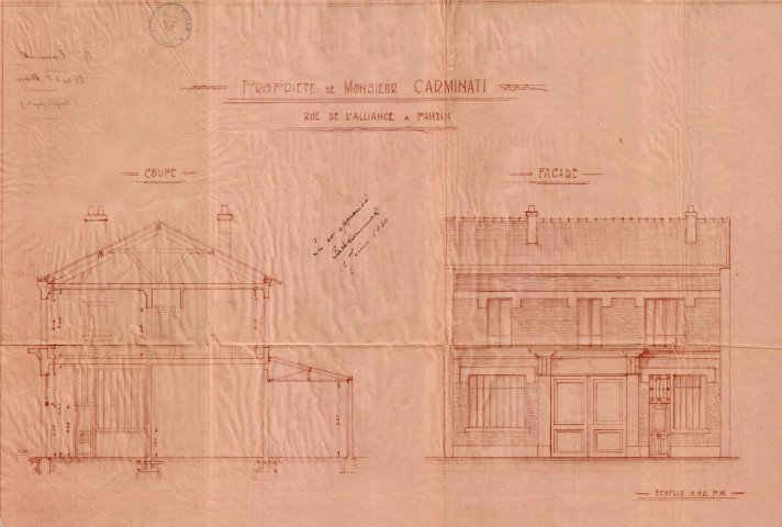 25 rue Eugène-et-Marie-Louise-Cornet [ancienne rue de l'Alliance] : permis de construire.