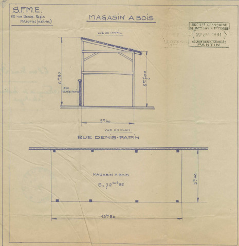 62 rue Denis-Papin et rue Diderot : permis de construire.