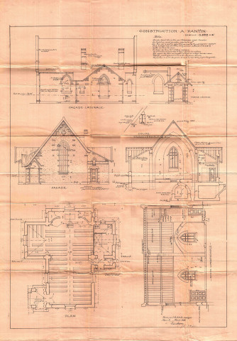 56 rue Jules-Auffret [ancienne rue du Centre], rue Kléber et rue Chevreul, construction d'un temple protestant : permis de construire.
