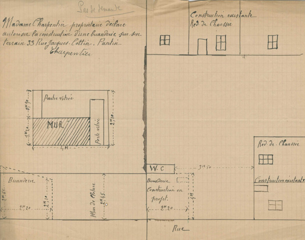33 rue Jacques-Cottin, construction d'une buanderie : permis de construire.