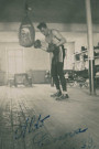 Entraînement du boxeur Aldo Canova : photographie noir et blanc.