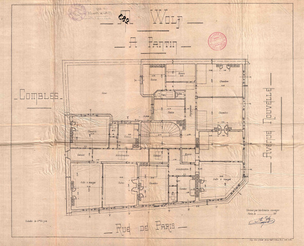 75 avenue Jean-Lolive [ancienne rue de Paris] et 1 rue Eugène-et-Marie-Louise-Cornet [ancienne rue de l'Alliance] [ancienne avenue Nouvelle et avenue de l'Alliance], construction d'un immeuble de rapport de six étages : permis de construire.