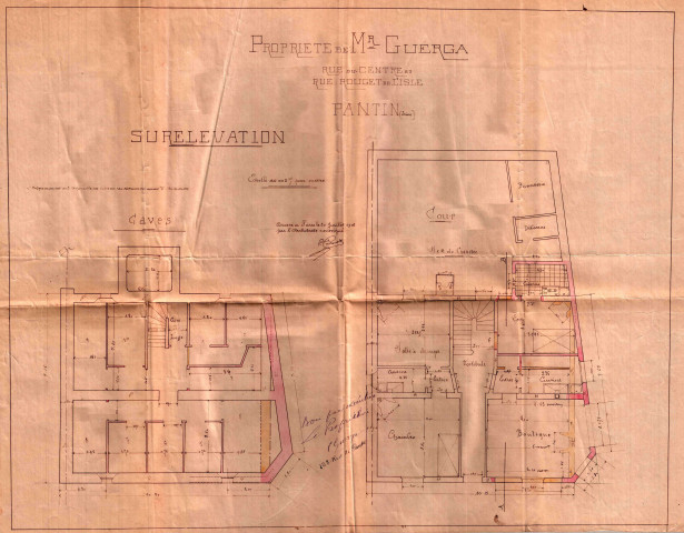 1 rue Rouget-de-Lisle et 37 rue Jules-Auffret [ancienne rue du Centre], surélévation de deux étages : permis de construire.