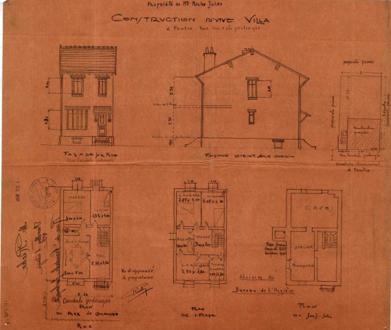 40 rue de Candale-Prolongée, construction d'une villa : permis de construire.