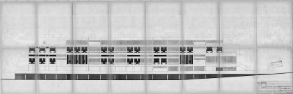 Centre administratif (devenu Centre national de la danse). - Projet de construction : élévation de la façade sud.