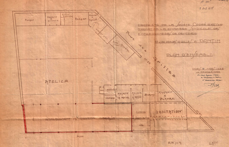 22-24 rue des Grilles, agrandissement du dépôt : permis de construire.
