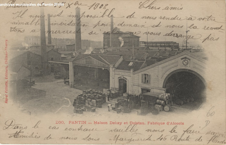 Usine Delizy et Doistau, fabrique d'alcools.