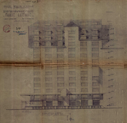 9 rue du Débarcadère, reconstruction du magasin à farines : permis de construire.